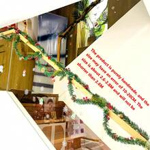 Christmas Garland Decoration Artificial Xmas Garland With Cones, Berries And Led Lights ,2.6M 8.5FTBattery Operated Pre Lit With Lights For Decorations Door Stairs Fireplaces Christmas Wreath ,Table Centrepiece