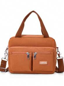 Women's Handbag, Multi-Pocket Zipper Backpack, Waterproof Nylon Shoulder Bag, Coin Purse - Orange - View 8