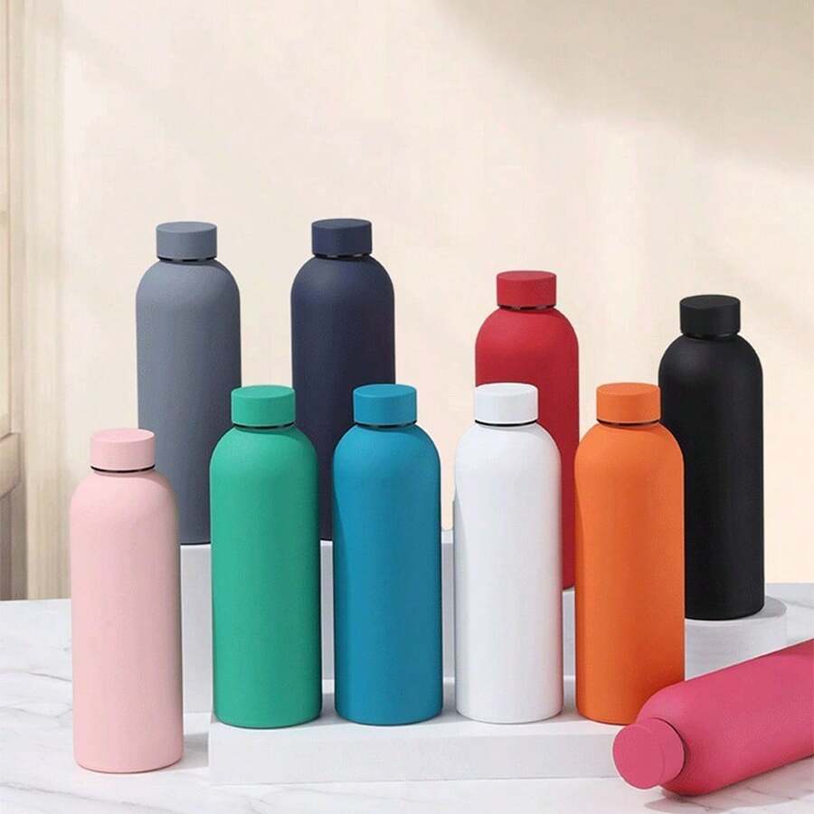 1 Stück doppelwandige Edelstahl Vakuumisolierte Flasche in einfarbig kreativem Design mit kleiner Öffnung, Yoga Flasche, Sommer Sport Wasserflasche, verschiedene Farben, geeignet als Geschenk zur Einschulung, zu Feiertagen und Geburtstagen für Jungen und Mädchen, für Büro, Zuhause und als isolierte Reiseflasche, mit glatter Gummi-Oberfläche