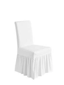 1/2/4件装纯色牛奶丝长裙式椅套，全覆盖防滑耐用可水洗高弹力，易于安装，通用家具保护套，适用于派对、婚礼、宴会、活动、餐饮、庆典等场合。