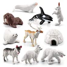 Miniature Simulation Animal Models, Arctic Winter Animals, Beluga Whales, Seals, Huskies, Decorative Toys, Photo-Taking Animal Models, Solid Plastic Arctic Models