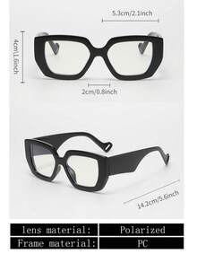 偏光太阳镜，男女通用复古方形大框塑料时尚眼镜，经典款式，适合户外运动、骑行、旅行、海滩、驾驶、钓鱼、夏季防紫外线遮阳外出装备户外海滩海滨度假以及送给家人和朋友的礼物 - 黑色 - 查看 7