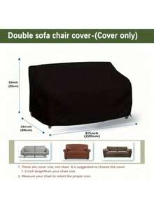 420D Garden Sofa Cover - Black Polyester, Drawstring Design, Indoor/Outdoor Use, All-Season Protection For Patio, Terrace & Pool Furniture