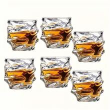 Bộ 6 ly thủy tinh cao cấp, sang trọng, họa tiết dập nổi, thích hợp dùng cho rượu whisky, cocktail Bourbon, espresso, tequila, nước soda. Hoàn hảo cho gia đình, quán bar, tiệc tùng, quà tặng cho nam giới, quà tặng Ngày của Cha. Dung tích 340ml/11.6oz. - trong suốt - Xem 3