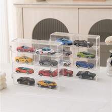 1pc Toy Car Model Display Shelf, Transparent Model Storage Shelf, 8-Grid Storage Box Display Cabinet, Car Model Display Box, Can Be Stacked
