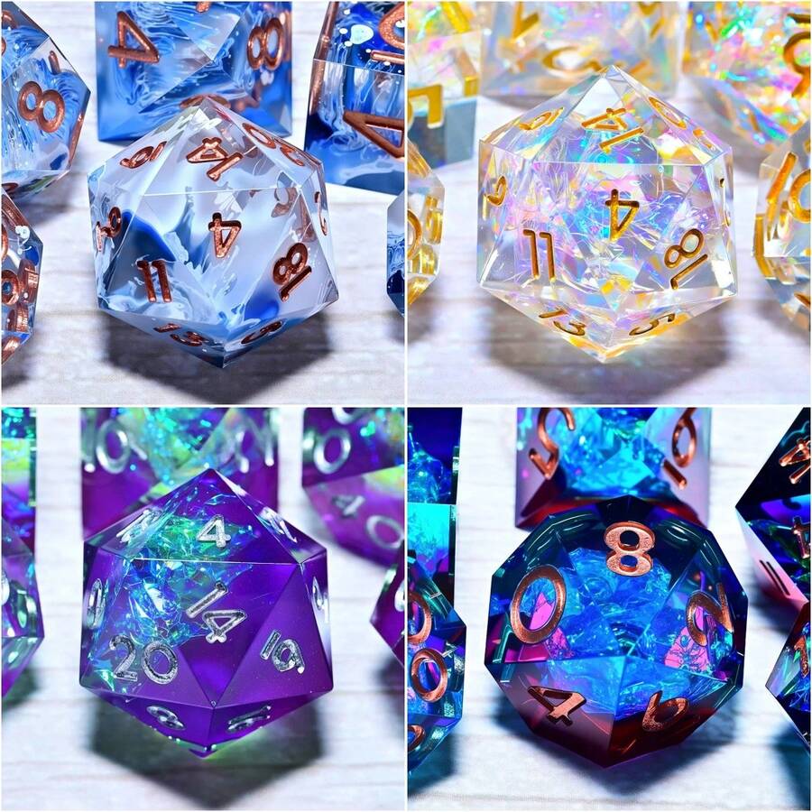 7 Piece Resin Dice Set, Suitable For Christmas Thanksgiving Gift Supplies Decoration Ramadan And Easter Board Game Desktop Dice, Hand Role-Playing Polyhedral Dice, RPG Dice Birthday Gift Holiday Party