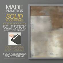 1pc Restickable Framed Modern Rustic Abstract Art Print, Wood Frame, Soft Geometric Shapes, Textured Brushwork, Contemporary Neutral Tones, Statement Wall Art Home Decor, Wall Art For Living Room, Entryway, Bedroom Art, Made In USA, Ready To Hang Art Prints - Grey - View 6