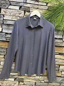 Women's Long Sleeve Shirt In Beautiful Viscose Fabric - 深灰色 - 查看 3