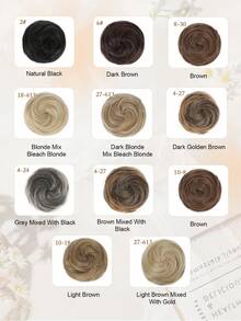 凌乱发髻发片，2 件迷你爪夹凌乱猫耳假发耐高温耐热合成发髻接发假发配件高髻发片，适合女性女孩 - 彩色 - 查看 5