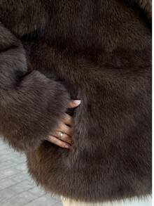 2025 Fall&Winter New Arrivals, Women's Loose Fit&Regular Length Long Sleeve Flannelette Collar Winter Jacket,Button Up Jacket Women,For Holiday/Daily/Formal&Evening/Travel/Country Concert/Airport/Party/Birthday, Fall&Winter Women Coat,Fall&Winter Coat,Fall Outfits Women,Winter Jacket Coat,Winter Jacket,Going Out Tops Women,Business Casual Woman,Christmas Clothes,Halloween Clothes Women,Fall,Winter, - Coffee Brown - View 9