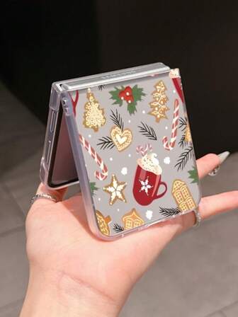 1pc Fashionable And Simple Frosted PC Material Cute Christmas Candy Element Folding Phone Case, Can Protect And Prevent Falling: SamsungGalaxy Zflip 3/Zflip 4/Zflip 5/Zflip 6/Zflip 7/ Razr 50 Ultra/ Razr 60 Ultra/ Razr 60/ Razr 50/Galaxy Z Flip7 FE