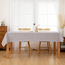 Faux Linen Rectangle Tablecloth - Wrinkle And Stain Resistant Washable Table Cloth For Kitchen Dining Room Holiday Table Cover For Dinner, Stone, 60 X 140 Inch - Stone140x60Rectangular - View 9