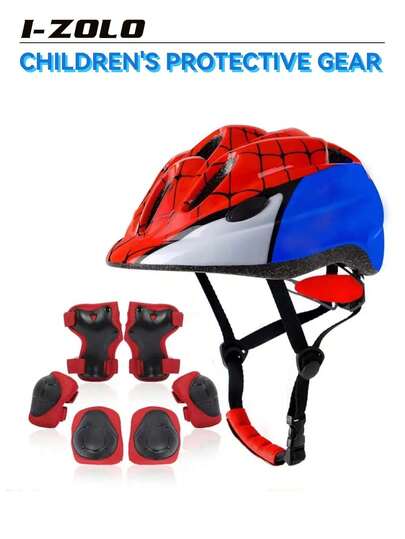 I-ZOLO Casco para niños, Juego de cascos para niños, Casco para niños pequeños de 3 a 8 años para niños y niñas con rodilleras, coderas y muñequeras para bicicleta, patinaje, monopatín, ciclismo, scooter
