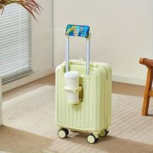 New Lightweight 14-Inch Carry-On Trolley Suitcase, High-Quality Small Travel Luggage With Removable Wheels, Password Lock, Phone Holder, Cup Holder, Multi-Function, High Load-Bearing Capacity, Suitable For Outdoor Travel