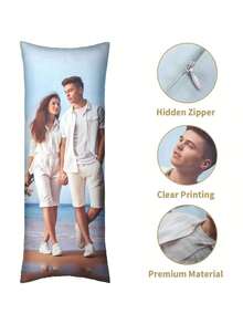 1pc Custom Picture Pillow Cover, Customized Photo Or Text Long Body Pillow Case, Personalized Custom Gifts Any Picture Two-Sides Design Throw Pillow(20"X54") Custom, Unique, Personalized Ideal Gifts For Girlfriend, Ideal Gifts For Friends, Ideal Gifts For Family Him, Her, Boyfriend, Girlfriend, Dad, Family, Mom, Friends For Anniversaries, For Graduation, For Housewarming, For Weddings - Multicolor - View 4