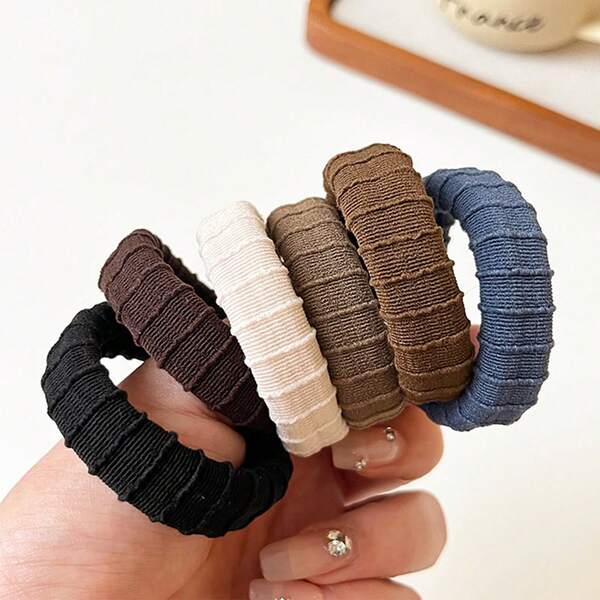 10pcs Multi-Color Thick High Elasticity Simple Elegant Hair Ties, Non-Damaging, Suitable For Thick Hair, Seamless Hair Accessories, Ponytail Holders (Random Color) ,Gym Sport Outfit ,Hair Elastics ,Hair Rubber Bands ,Scrunchies ,Hair Rope