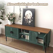 63'' TV Stands For Living Room, TV Console With 2-Layer Shelves, Modern Entertainment Center Television Stands With Storage, Wood Media Cabinet For Bedroom - 綠色 - 查看 5