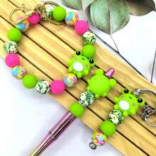 5/25/30/50 件可爱青蛙硅胶珠套装 - 鲜艳的绿色和白色，微笑青蛙设计，适合 DIY 珠宝制作、手链、钥匙扣、串珠笔和工艺配件 | 有趣的珠子设计 | 灵活的串珠材料 | 青蛙珠饰和珠子组合 - 青蛙系列 - 查看 2