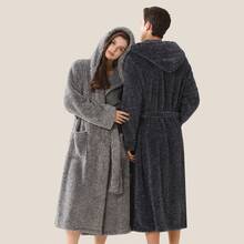 Cationic Couple Robe, Men/Women Long Thick Fleece Warm Bathrobe, Long Sleeve Soft Plush Sleepwear Set, Luxurious Warm Christmas & New Year Gift