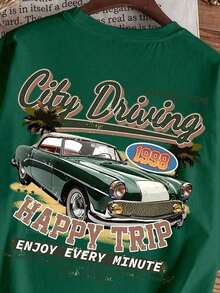 Camiseta de Manga Curta com Gola Redonda, Teia de Aranha Gráfica Branca para Homens, Rock And Roll, Presente para o Namorado, Para Sair - Verde Escuro - Visão 2