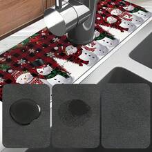 1 件硅藻泥圣诞雪人装饰防滑硅胶水龙头排水垫，厨房排水垫，适用于浴室和厨房水龙头的保护和装饰。 - 彩色 - 查看 9