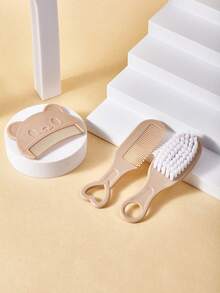 3pcs Baby Comb & Brush Set, Infant Hair Scalp Massage Brush, Newborn Baby Boy Girl Essential Care Tools - Multicolor - View 4