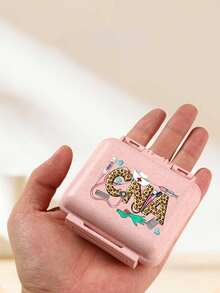 Mini 6-Grid Portable Pill Box, 6-Grid Small Pill Box, Pink Small Pill Box With Medical Element Pattern, 6-Day Storage Box, Initial Travel Pill Box, 6-Grid Portable Pill Box, Daily Vitamin Pill Box, Pocket Wallet Small Pill Box, Letter Id Pendant Storage Box, Earring, Ring, Jewelry Storage Box, Home Must-Have, Travel Must-Have Travel Essentials For Holiday Vacation Medicine Organizer Emergency Kit For Travel For Outdoor First Aid Bag