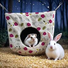 Small Animal Hideaway& Hammock, Cozy House With Roof For Small Pets To Sleep And Hide - Washable Pet Cave& Hideout Corner, Hanging Hammock Hideout Bed, Cage Accessories For Guinea, Hamster, Rat, Glider, Squirrel, Ferret, Kitten, Squirrel, Chinchilla