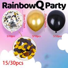 15/30pcs Black & Gold Balloon Set, 10inch Latex Balloons For Graduation, Anniversary, Wedding, Birthday, New Year Celebration Party Decorations - Multicolor - View 3