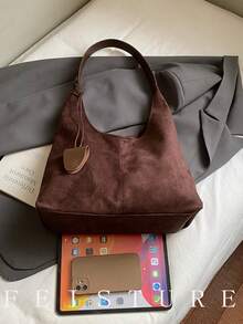 1pc Suede Underarm Bag For Women, Large Capacity One Shoulder Messenger Bag (With Small Pouch), Suitable For Girls, Ladies, College Students, Young Professionals, Great For Work, Business, Commute, School