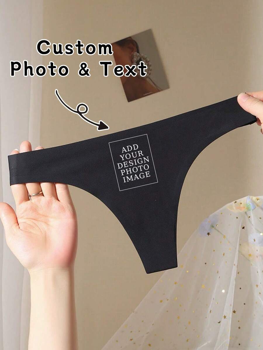 Tangas personalizados con nombre para mujer, ropa interior personalizada con foto del rostro como regalo para ella, novia, esposa, lencería nupcial