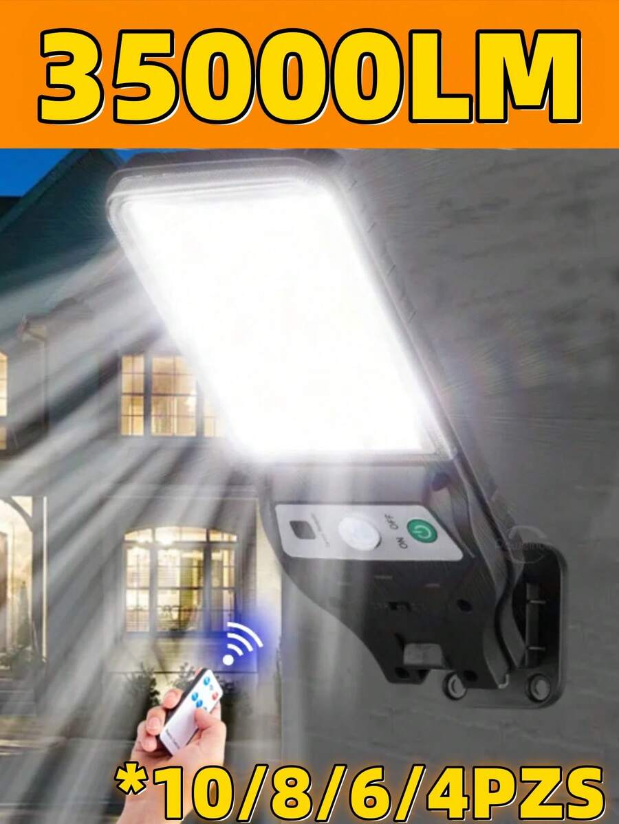 10/8/6/4PCS Solar Street Light Outdoor, LED Outdoor Light With Remote Control, Adjustable Angle Flood Light, IP65 Waterproof Solar Wall Light With Motion Sensor, For Terrace, Porch - Control Remoto No Inclusion - View 1