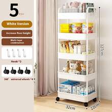 5 层/4 层/3 层 2 层轻质 PP 材质储物车,带 360° 旋转轮和滑动搁板 - 白色/黑色重型滚动储物架,适用于浴室、卧室、厨房、梳妆台 - 多功能搁架单元,易于使用(部分配件颜色随机) - 彩色 - 查看 20