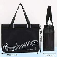 1pc Music Note Sheet Music Bag, Large Capacity Waterproof Sheet Music Bag For Students, Shoulder Handbag For Music Class, Music Notation Bag, Music Learning Travel Bag, Music Accessory Organizer, Durable And Spacious, Suitable For Music Classroom, Performances, Outdoor Activities, Teaching, Band Gear, Music Gifts, Back To School Gifts, Birthday Gifts, Holiday Gifts