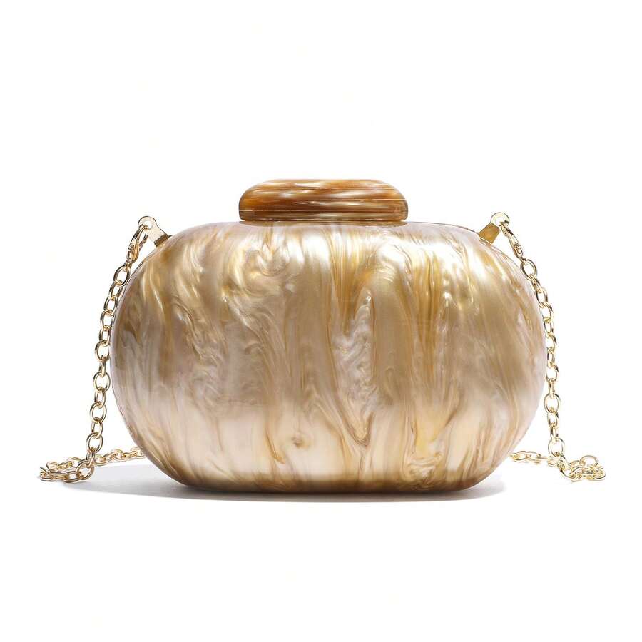 Embrague de concha dura con efecto de mármol acrílico, bolso de noche de mujer con cadena dorada, pequeño bolso de mano a juego con vestido de fiesta y vestido de noche, regalo perfecto para amigos