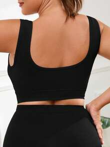 1pc Seamless Wireless Lift & Support Front Closure Adjustable Comfortable Side Gather Yoga Unpadded Sports Bra For Plus Size Women