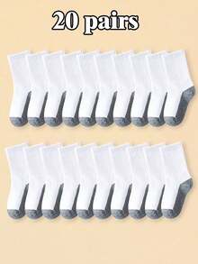 30/20/9/4 双装经典运动风学生袜，适合 1-16 岁男孩女孩，四季皆宜，圆领设计，易洗 - 彩色 - 查看 47