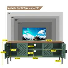 63'' TV Stands For Living Room, TV Console With 2-Layer Shelves, Modern Entertainment Center Television Stands With Storage, Wood Media Cabinet For Bedroom - 綠色 - 查看 7