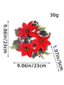 1pc, 17.71inch Christmas Wreath Hanging Decoration Staircase Red Rattan Bow Wreath Pine Cones Decoration Home Decoration Props Festive Atmosphere Venue Layout Props - Multicolor - View 12