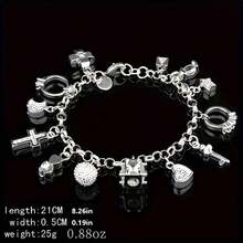 Women's Silver Bracelet Set 13 Pieces Charm Bracelet Women's Gift Bracelets & Jewelry, Delicate Accessories