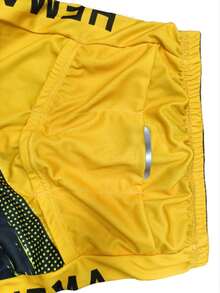 Jumbo Visma Men's Summer Cycling Short Sleeve Zip-Up Lightweight Cycling Jersey, Suitable For Triathlon And Road Cycling, With Pockets, Yellow And Black Color, Outdoor Sportswear, Energetic Top | Vibrant Graphic Top | Zip-Up Jersey - Yellow - View 5