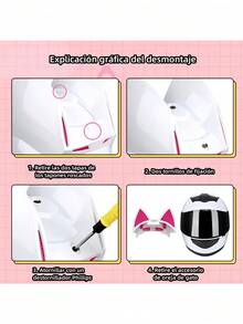 Cascos de motocicleta Cascos de motocicleta para mujeres Artículos de protección Suministros para motocicletas Casco de orejas de gato, casco, casco de moto, casco para mujer, regalo, para el hogar - Blanco - Ver 10