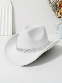 1 件优雅简约牛仔帽，配有水钻镂空心形腰带，非常适合毕业典礼、度假和派对万圣节 - 彩色 - 查看 34