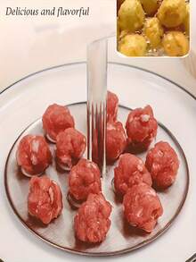 1pc Stainless Steel Meatball Maker, 6-Hole Quick & Easy DIY Meatballs, Fish Balls, Potato Balls, Vegetable Balls And Ice Cream - Suitable For Home And Restaurant Kitchen, Modern Cooking Tool