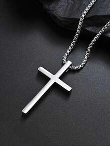 1PC Dây chuyền mặt thánh giá bằng thép không gỉ Punk dành cho nam nữ Trang sức tối giản Dây chuyền nam nữ Áo len màu đen Trang sức - Vòng cổ mặt dây chuyền - Xem 7