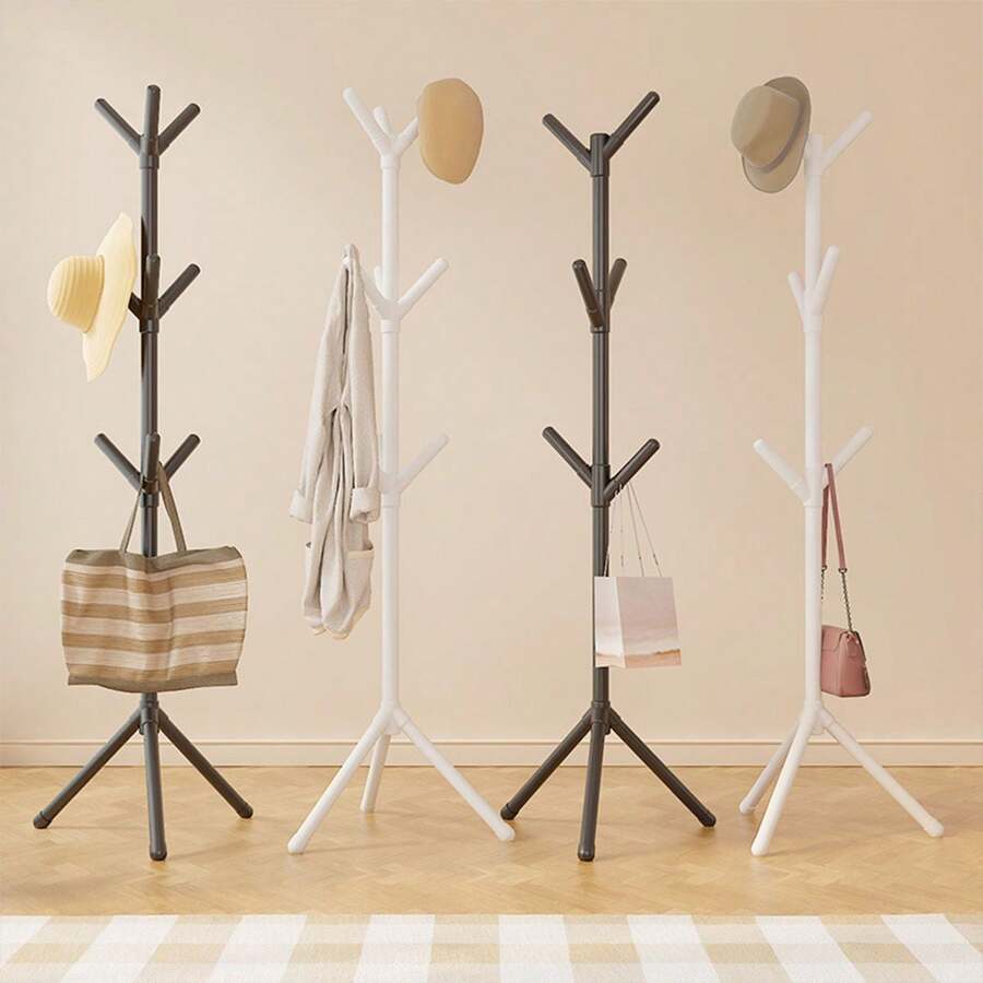 1pc Luxury Minimalist Floor Standing Coat Rack, Simple Single Rod Hat Rack And Tree-Shaped Vertical Clothes Hanger For Bedroom And Hallway, Space-Saving Entryway Organizer With Easy Assembly, Modern Scandinavian-Inspired Design, Multi-Use Display Stand For Coats, Hats, Scarves And Bags, Decorative Accent For Small Apartments, Dorm Rooms, Guest Rooms, Seasonal Holiday-Ready Home Styling And Gift-Ready Packaging - Multicolor - View 1