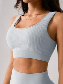 NcmRyu Women's Ribbed Crop Tank & High-Rise Biker Shorts Set - Stretchy Fabric Summer Activewear, Yoga Essential For Workout, Gym & Casual Wear - 銀色 - 查看 4