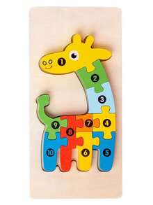 3D木制动物形状拼图 - 恐龙、毛毛虫、长颈鹿、鳄鱼、幼儿益智玩具、锻炼精细运动技能和逻辑思维、认知发展玩具、复活节/礼物 - 彩色 - 查看 10
