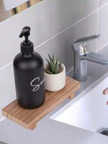 1pc Small Kitchen Sink Soap Tray For Counter Soap Dish Dispenser Holder Wooden Risers Stand For Bathroom Decor Farmhouse Wood Pedestal Kitchen Accessories Countertop Vanity Counter Decorative Tray Back To School - màu nâu - Xem 5
