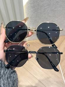 2pcs Unisex Fashion Metal Glasses, Solid Color Pattern, Retro Style, Geometric Shape, Suitable For Daily Use, Outfit Matching, Street Photography, Driving, Hiking, Music Festivals, Parties, Great Gift, Fits All Face Shapes, High Quality Glasses